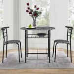 ModernLuxe Dining Table and Chairs Set Kitchen Table Furniture Dining Set Solid Table & Metal Legs (Black Table and 2*Black Chairs)