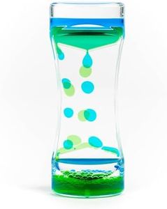 THE TWIDDLERS - Minuteur sensoriel à Mouvement Liquide Vert Bleu sablier, 14cm - Jouet sensoriel calmant pour autisme, soulagement du Stress, Relaxation, TDAH, Parfait pour remplir Les Bas de Noël