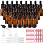 LOSYHU 30PCS 10ml Dropper Bottle Amber Glass Dropper Bottles Oil Bottles 0.35 oz Pipettes Sample Dropper Bottle for Essential Oils Perfumes Liquids Chemistry Lab