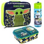 Zawadi Global Star Wars Mandalorian Kids Childrens Lunch Box Set – Insulated Lunch Bag, Multicompartment Lunch Box & 540ml Water Bottle - School Travel Lunch Food Set, BPA Free