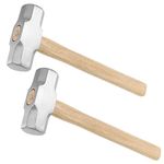 2 Pack Sledge Hammer, 4 Pound Mini Wood Handle Sledge Hammer, Heavy Duty Stoning Hammer Club Hammer, 4 lbs Steel Head Sledge Hammer with 13 Inch Long Wooden Handle