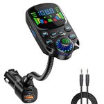 SOARUN Bluetooth 5.3 FM Transmitter, 48W AUX Car Adapter Charger with HiFi Sound, Wireless Radio Receiver, Hands-Free Car Kit with 1.6'' Display, Supports Aux & TF Card & USB Disk Play for car music