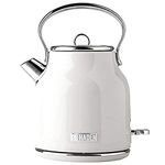 Haden 75012 Heritage 1.7 Liter Stainless Steel Body Countertop Retro Electric Kettle with Auto Shutoff & Dry Boil Protection, White, 1.7 Litre, Ivory White