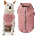 Gooby Zip Up Microfiber Fleece Dog Sweater - Pink, Large - Warm Double Layered Soft Microfiber Fleece Step-in Dog Jacket Without Ring Leash - Winter Dog Sweaters for Small Dogs and Medium Dogs