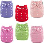 ALVABABY Cloth Diapers Pocket Washable Adjustable Reuseable Cloth Diapers Nappies Boys Girls 6 Pack With 12 Inserts