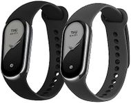 kwmobile Straps Compatible with Xiaomi Mi Band 8 / Mi Band 9 Straps - 2x Replacement Silicone Watch Bands - Black/Grey