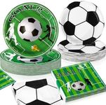 Potchen 180 Pcs Soccer Party Decorations Serve 60 Guest 7'' and 9'' Party Plates and Napkins Soccer Party Supplies Tableware Set for Sports Birthday Party