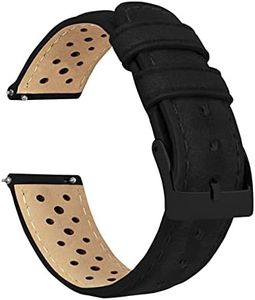19mm Black - Barton Racing Horween Leather Black Buckle Watch Bands - Quick Release - Choose Strap Color & Width