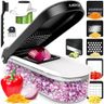 fullstar Vegetable Chopper - Cutter, Food Chopper, Veggie Onion with Container, Slicer, Mandoline Slicer 6 Inserts, Gray (FSCH0051)