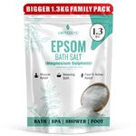 Upgraded Epsom Salt for Foot Soak & Bath 1.3 KG - Relieves Aches & Pain | Natural Epsom Salt for Bath, Detox & Relaxation | Muscle Pain Relief Bath Salt - Reduces Soreness, Swelling, Stress & Cramps