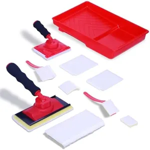 DIQQHI 7-Inch Professional Paint Edger Kit - 4 Shape Trim Pads (7"+4"+1"+V-Corner) w/5 Refills, 360° Rotating Handle & 7" Paint Tray for Wall/Ceiling Painting - Edge Painter Tool Set
