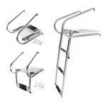 FUTURUP Boat Universal Swim ABS Platform Under Mount Telescopic Ladder with 2 Handrails, 3 Step in/Outboard