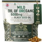PURETREX Wild Oregano Oil 300 Softgels – Made in UK 6000mg with 95% Carvacrol, Black Seed Oil, Turmeric & Ginger, High Potency Herbal Formula for Immune, Gut & Respiratory Support