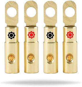 InstallGear 8 AWG Gauge Gold Ring Set Screw Battery Ring Terminals (4 Pack) | Terminal Connectors for Battery Cable Ends | Copper Wire Lugs