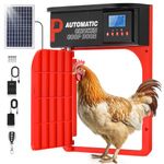 Proshine Automatic Chicken Coop Door, Upgrade Door Opening, Solar Powered Chicken Coop Door, Light Sensor&Timer, Remote Control, Multiple Power Options with Solar Panel (Red)