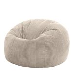 icon Kingston Large Bean Bag, Jumbo Cord Bean Bag, Stone Beige, Bean Bag chair for Adults with Filling Included, Comfortable Lounging Chair for All Ages