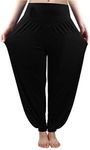 fitglam Women's Harem Pants Lounge Yoga Baggy Pants Soft Plus Size Joggers, Black New, 3X-Large