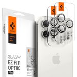 Spigen EZ Fit Optik Pro Tempered Glass Camera Lens Protector Guard for iPhone 16 Pro / 16 Pro Max / 15 Pro / 15 Pro Max / 14 Pro / 14 Pro Max (White Titanium) - 2 Pack