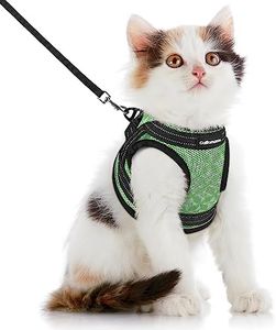 CatRomance Cat Harness and Leash Set Escape Proof for Walking, Safe Adjustable Small Large Kitten Vest with Reflective Strip for Kitty, Easy Control Comfortable Soft Outdoor Harnesses, Green, Medium