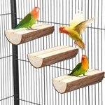 3PCS Bird Perch Natural Wooden Platform Parrot Perch Standing Branch for Chewing Exercise, Bird Stand Perch Swing Toys Cage Accessories for Cockatiels Parakeets Conures Budgies