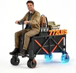 WISELD GT3 Electric Wagon Cart with Seat for Adults, Rideable & Tow-Assist Foldable Motorized Utility Wagon, 1500W Heavy Duty Power Hauler, 551 Lbs Load, for Camping, Farm, Property & Trade Show