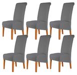 CMAKER High Back Chair Covers Stretch Spandex Fabric Chair Slipcover Seat Cover for Home Washable Removable Parsons Chair Protector Dining Room Kitchen Hotel,Set of 6,Gray