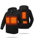 HEWINZE Zip Up Heated Hoodie with 7.4V Battery Pack for Men and Women, Full Zip Heated Sweatshirt (Unisex) Black