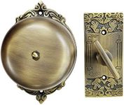 Akatva Vintage Twist Bell with Key Plate – Victorian Home Twist Bell – Mechanical Doorbell for Home – Brass Twist Calling Bell – Elegant-Finish and Durable Build (Antique Brass)