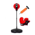 SPOTRAVEL Kids Boxing Punch Bag, 122-154cm/81-123cm Height Adjustable Punching Bag Stand with Gloves and Hand Pump, Freestanding Inflatable Boxing for Kids Teens Adults (81-123cm)