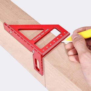 Draxzor 3D Multi-Angle Measuring Ruler, Precision 45/90 Degree Woodworking Square, Aluminum Alloy Miter Triangle Ruler and Layout Measuring Tool for Engineer, Carpenter, Construction Use, Metric