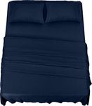 Utopia Bedding 4 Piece Bed Sheet Set King, Navy Blue – Fitted Sheet, Flat Sheet with 2 Pillow Cases 50x75 – Wrinkle, Shrinkage and Fade Resistant – Soft Brushed Polyester Microfiber Fabric