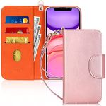 FYY Case for iPhone 11 6.1", [Kickstand Feature] Luxury PU Leather Wallet Case Flip Folio Cover with [Card Slots] and [Note Pockets] for Apple iPhone 11 6.1 inch Rose Gold