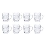 Classic Beer Pint Style Mugs Glass Pot Old Pub Bar Style Tankard Handle Stein Dimple (8)