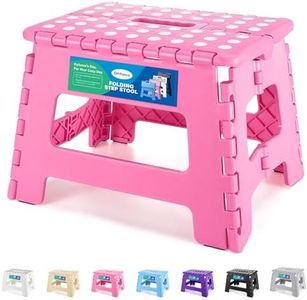 Dyforce Folding Step Stool 9", Durable Kids Step Stool, Heavy Duty Step Stools for Adults, Compact Foot Stools, Light-Weight Toddler Step Stool for Kitchen, Bathroom, Holds Up to 300 lbs (Pink)