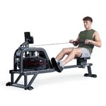 Sunny Health & Fitness Water Rowing Machine for Home Gym – Smart Heavy Duty Rower with Dynamic Resistance, Extended Slide Rail, Low-Impact Full-Body Workout & Free SunnyFit App