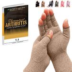 SyeJam Arthritis Gloves Fingerless- Rheumatoid Arthritis Compression Gloves for Pain Relief - Brown (L) 1 Pair