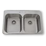 ONEX® Drop-in/Over Mount/Top Mount Double Bowl 31"X20" - 7" deep - 3 Hole Stainless Steel Sink OD3120-7