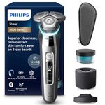 Philips Shaver Series 9000 - Wet and Dry Electric Shaver for Men, Razor with Lift and Cut, SkinIQ Technology, Pop-up Beard Trimmer, Cleaning Pod, Charging Stand and Travel Case (Model S9974/55)