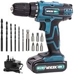 MYLEK 18V Cordless Drill - Lithium Ion Drills Driver Screwdriver Set - 13 Piece Combi Accessory Kit - LED Worklight, 18 Volts Blue/Black