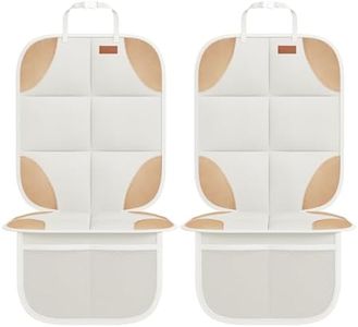 SMART ELF Car Seat Protector, 2Pack Seat Protector Protect Child Seats with Thickest Padding and Non-Slip Backing Mesh Pockets for Baby and Pet,Sedan SUV Truck (Beige Brown)