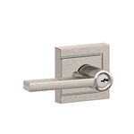 Schlage F51A LAT 619 ULD Latitude Lever with Upland Trim Keyed Entry Lock, Satin Nickel