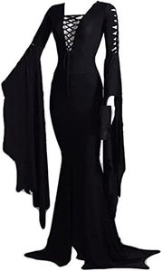 NANAMEEI Costume Halloween Femme Sorcière Costume Femme Famille Addams Costume Addams Costume Noir S