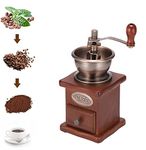 DEECOZY Manual Coffee Grinder, Adjustable Coarseness Coffee Mill Grinder Coffee Bean Grinder Vintage Antique Wooden Hand Grinder Hand Held Coffee Mill for Kitchen Camping