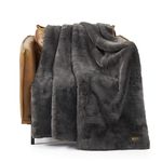 UGG 16802 Euphoria Plush Faux Fur Reversible Throw Blanket for Luxury Hotel Style Couch or Bed Blankets Cozy Machine Washable Luxurious Fuzzy Fluffy Sofa Throws, 178 x 127-cm, Charcoal