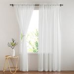 PONY DANCE White Voile Curtains for Window - Light Filtering Net Curtains Bedroom Privacy Screen Woven Voile Dual Slot Top, 2 Panels, 60x72-Inch