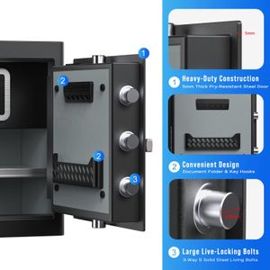 RPNB 45L Biometric Home Safe – Large Security Safe for Valuables