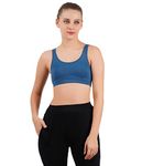 LAVOS Bamboo Cotton Comfort Sports Bra for Women Non Padded Full Coverage, Non Wired Soft Breathable Broad Strap Training Bras for Womens, Yoga, Workout, Gym Bra for Girls/Women Sapphire