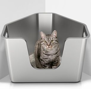 Stainless Steel Corner Cat Litter Box, Metal Litter Box with High Sided, One-piece Corner Cat Toilet, No Assembly Required, Non-Stick, No Odor Kitten Litter Pan, Easy to Clean, for Small Medium Cats