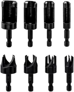 Yakamoz 8Pcs Wood Plug Cutter Set, 1/4" Hex Shank Straight Wood Plug Cutters & Tapered Plug Cutters Set Quick Change Woodworking Hole Saw Cork Drill Bit