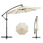 THESHELTERS - Sidepole Round Outdoor Garden Umbrella with stand (Heavy Base) - Sun Shade, Large Size Outdoor Patio Umbrella for Restaurants, Poolsides | Big size outdoor Balcony (White)